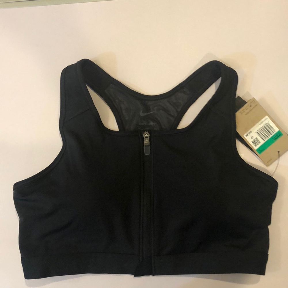 NIKE Zip Front SWOOSH Sports Bra Black XL